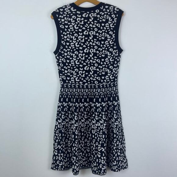 Rebecca Taylor A-Line Fit and Flare animal print black and white size large midi - Picture 8 of 12